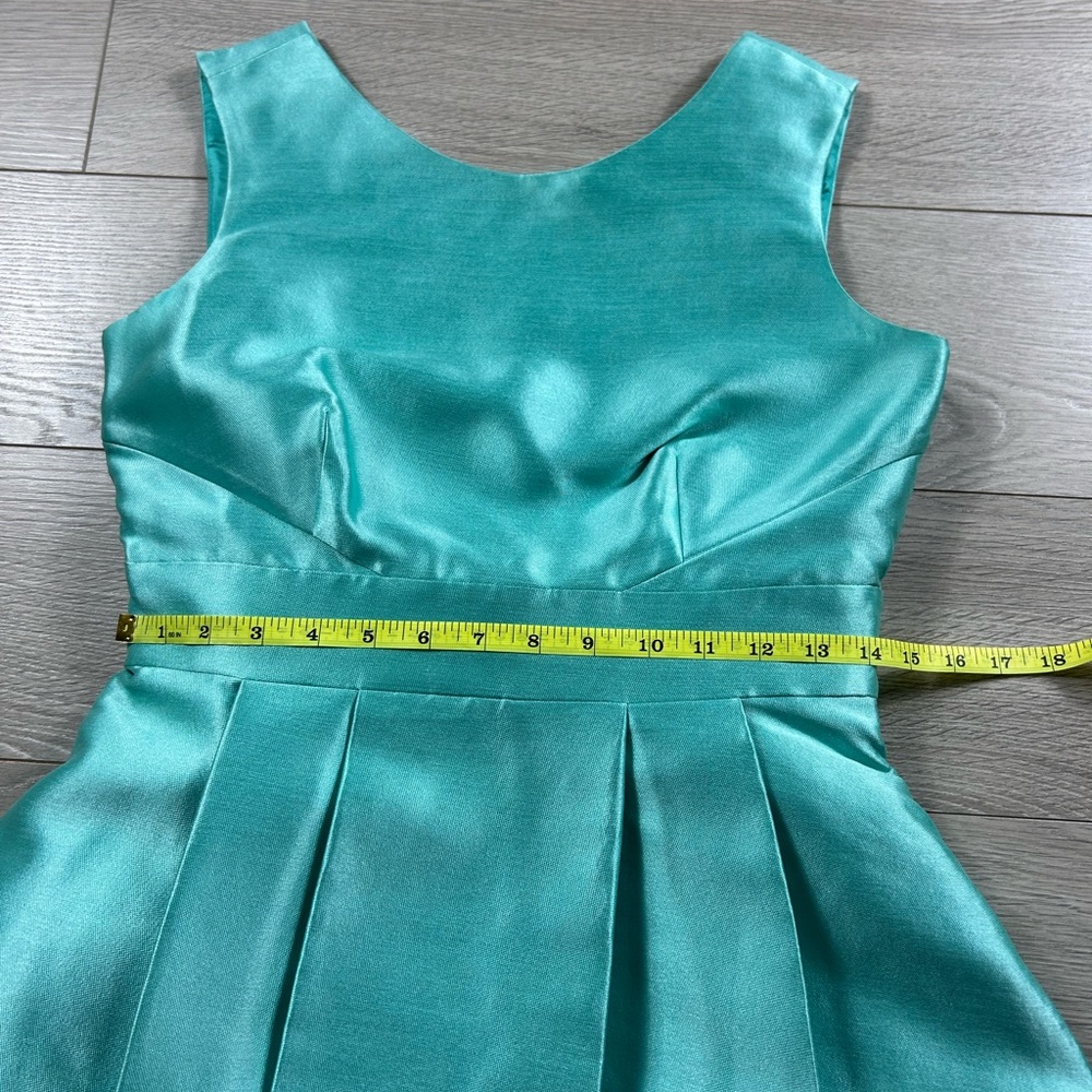 Kate Spade Bow-Embellished Open Back Teal Mini Holiday Party Dress - Picture 12 of 14